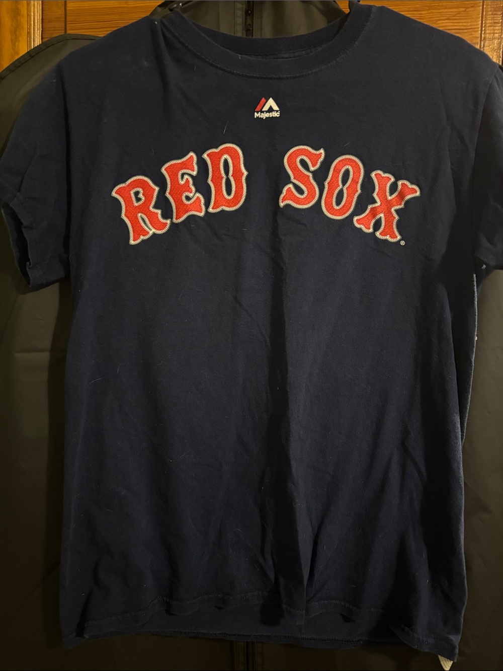 Majestic Navy T-Shirt with Red 'RED SOX' Lettering #34 Ortiz